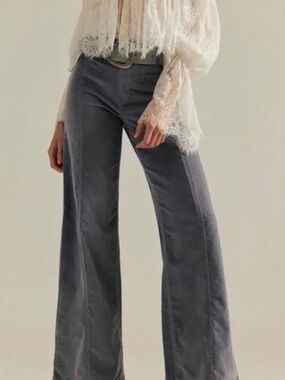 Free People We The Free Libre Wide-Leg Corduroy Jeans in mockingbird (gray)NWT